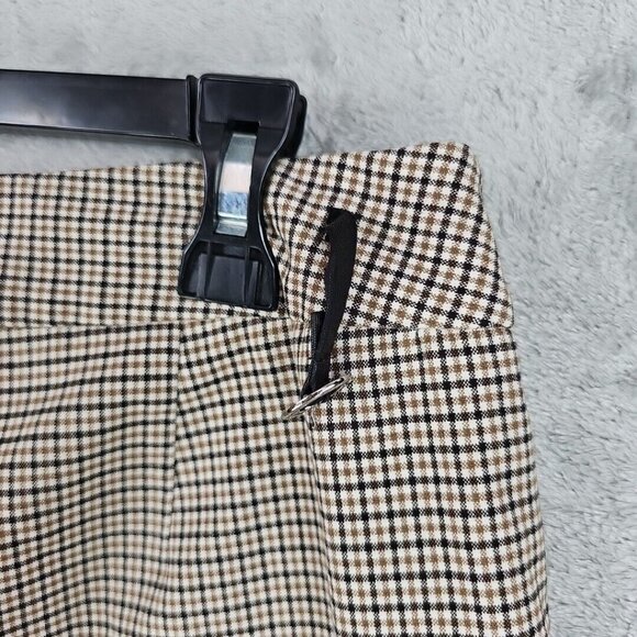 Vintage Ann Taylor Pants Womens Size 8 Brown Plaid Wide Leg Stretch Made In USA - Picture 6 of 7